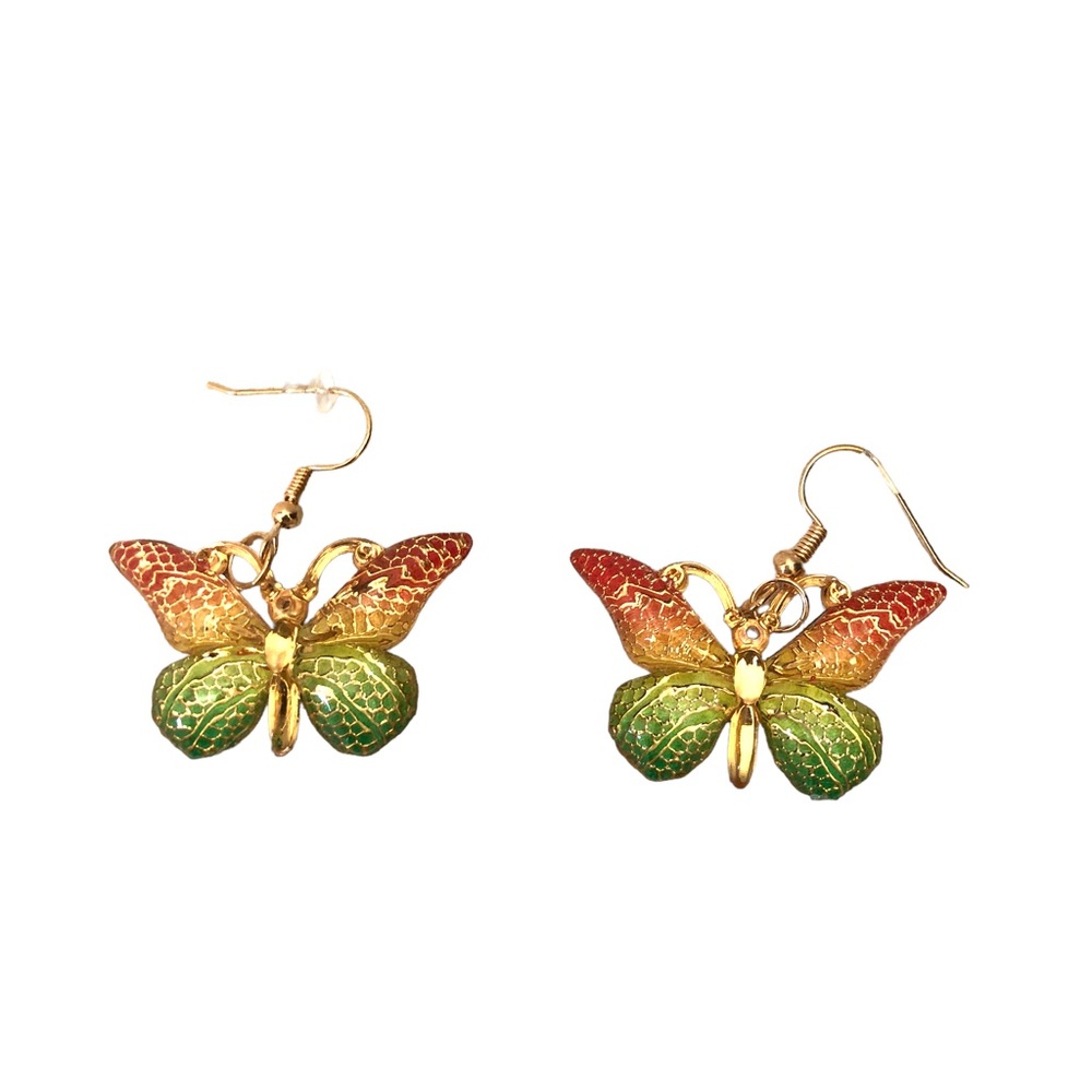 Gimefive Butterfly Acrylic Earrings Women's Green/Pink